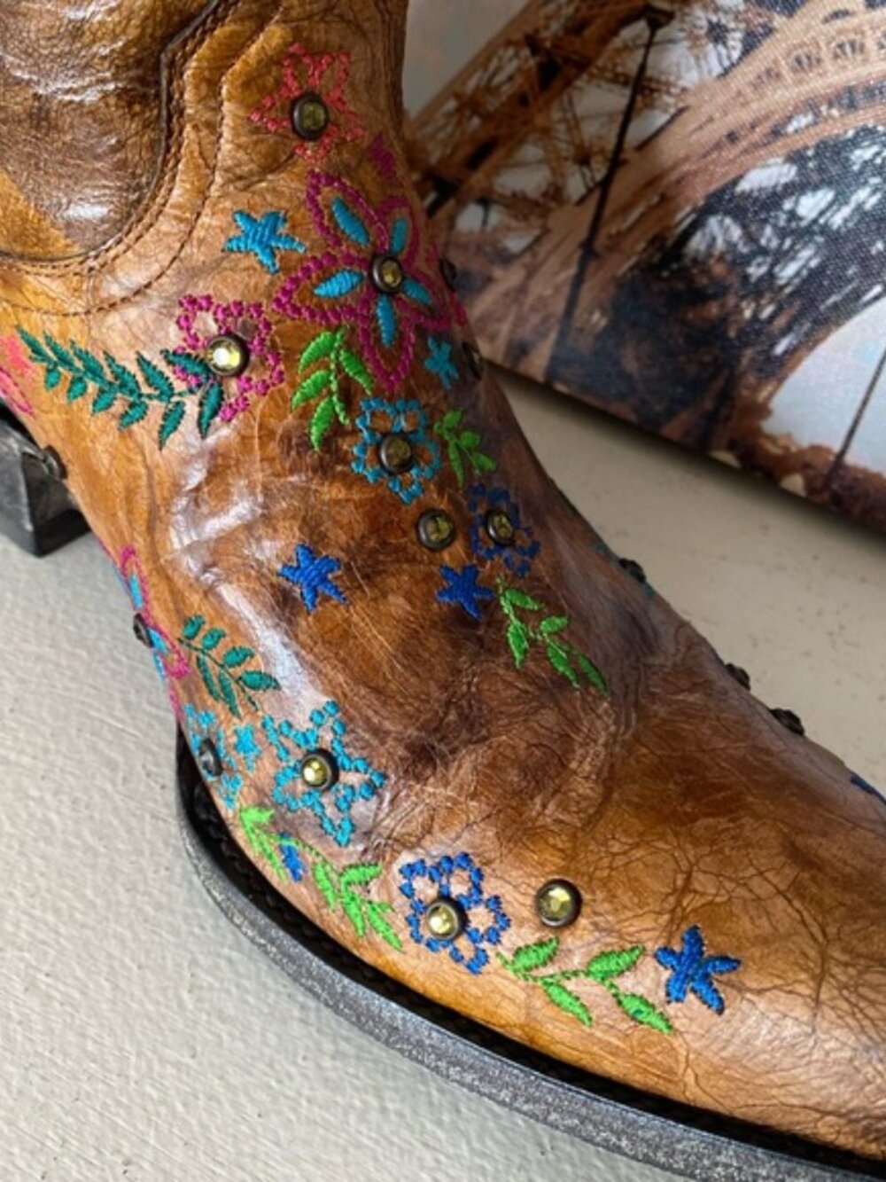 Old Gringo Sozey Swarovski Studded Brass Leather Boots Women's 7B NEW IN BOX - Picture 5 of 11